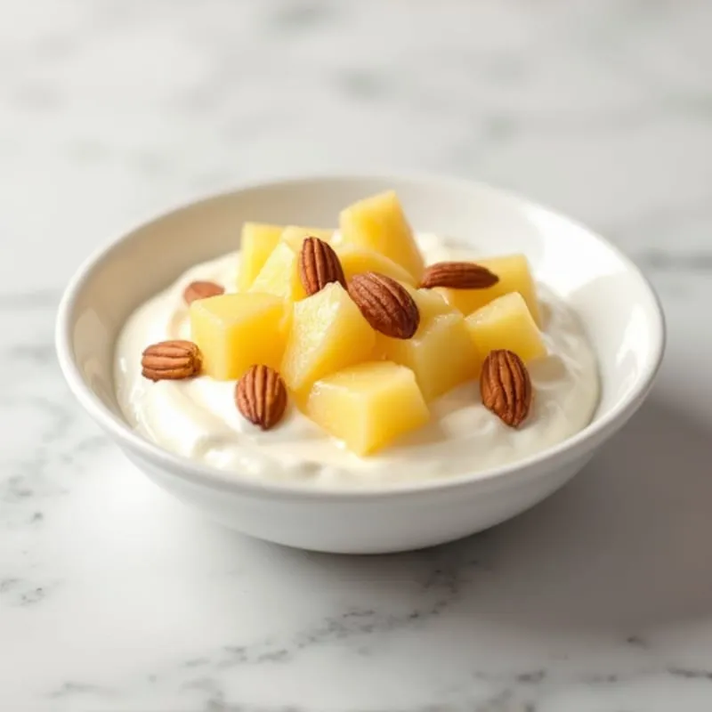 Canned Pineapple with Yogurt and Almonds for Fiber and Fullness