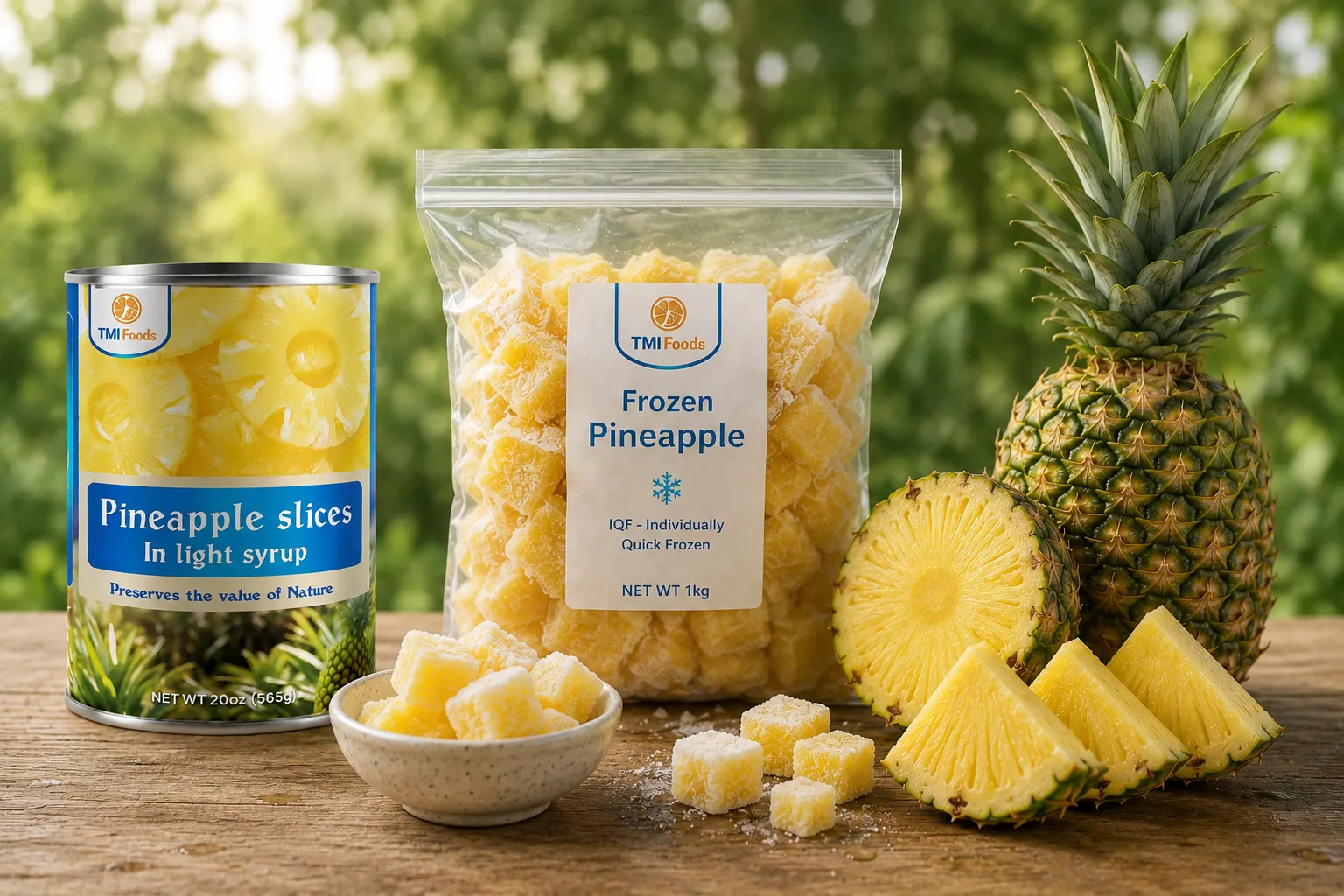 Fresh, frozen, and canned pineapple compared