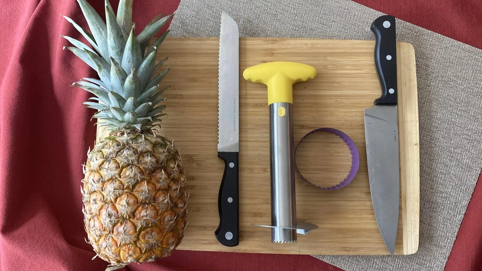 Essential tools for cutting a pineapple